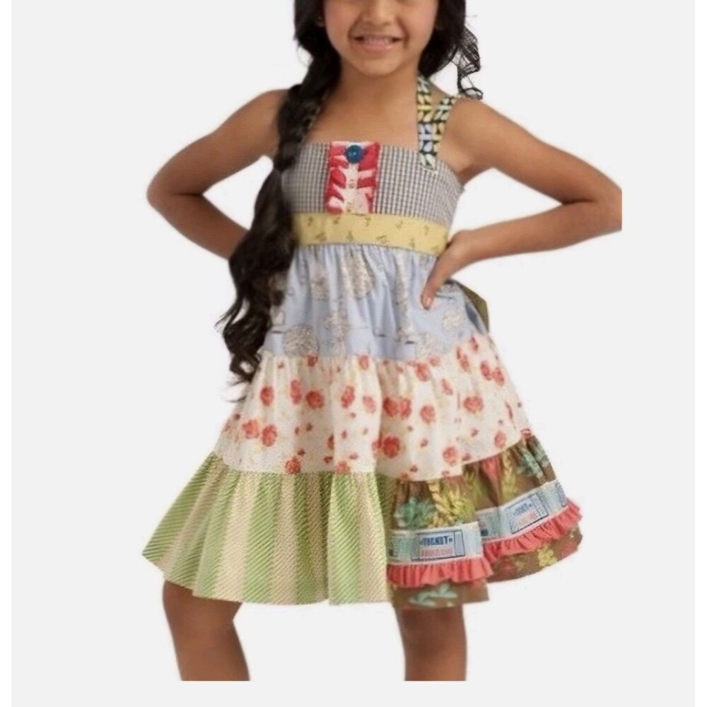 NWT Matilda Jane Dress Girls 6 Ticket Ellie Circus Knot Patchwork Halter Dress